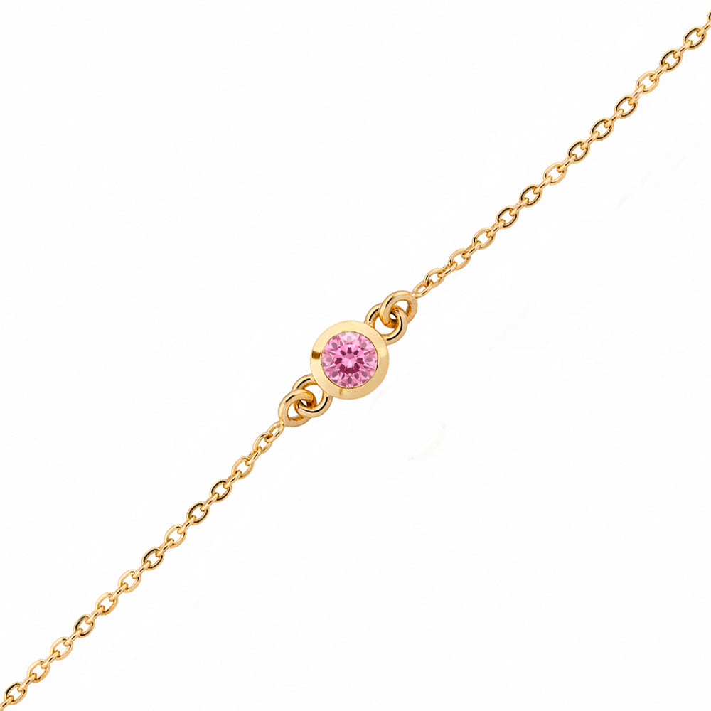 Round Pink Sapphire Bracelet, Romantic Gift