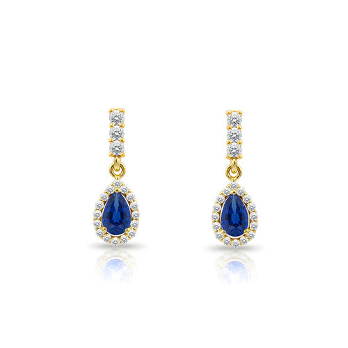 14K Gold Sapphire Pear Cut Earrings
