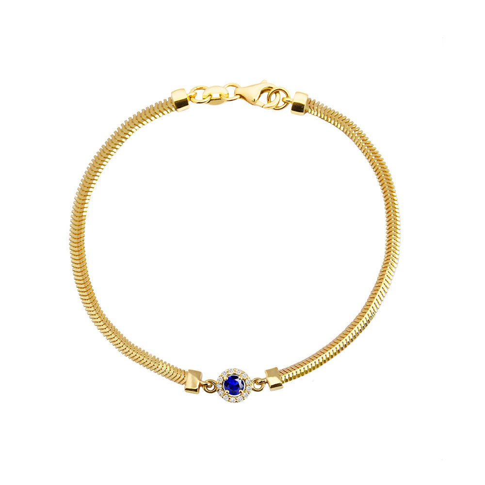 14K Gold Blue Sapphire Bracelet / September Birthstone Gift