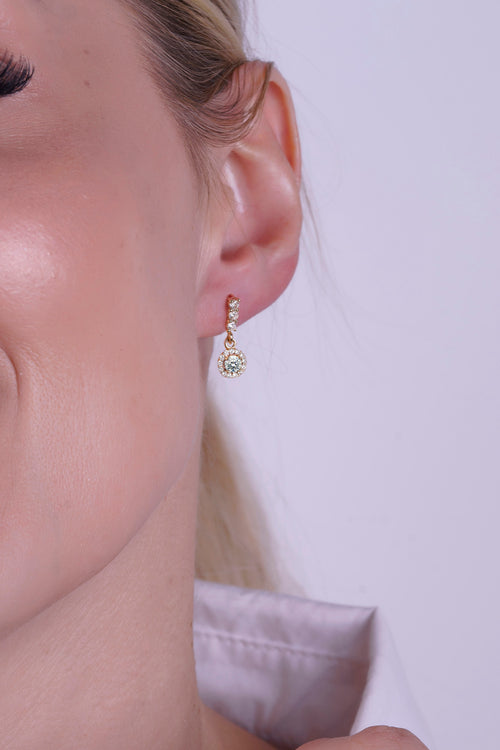 14K Gold Diamond Halo Earrings