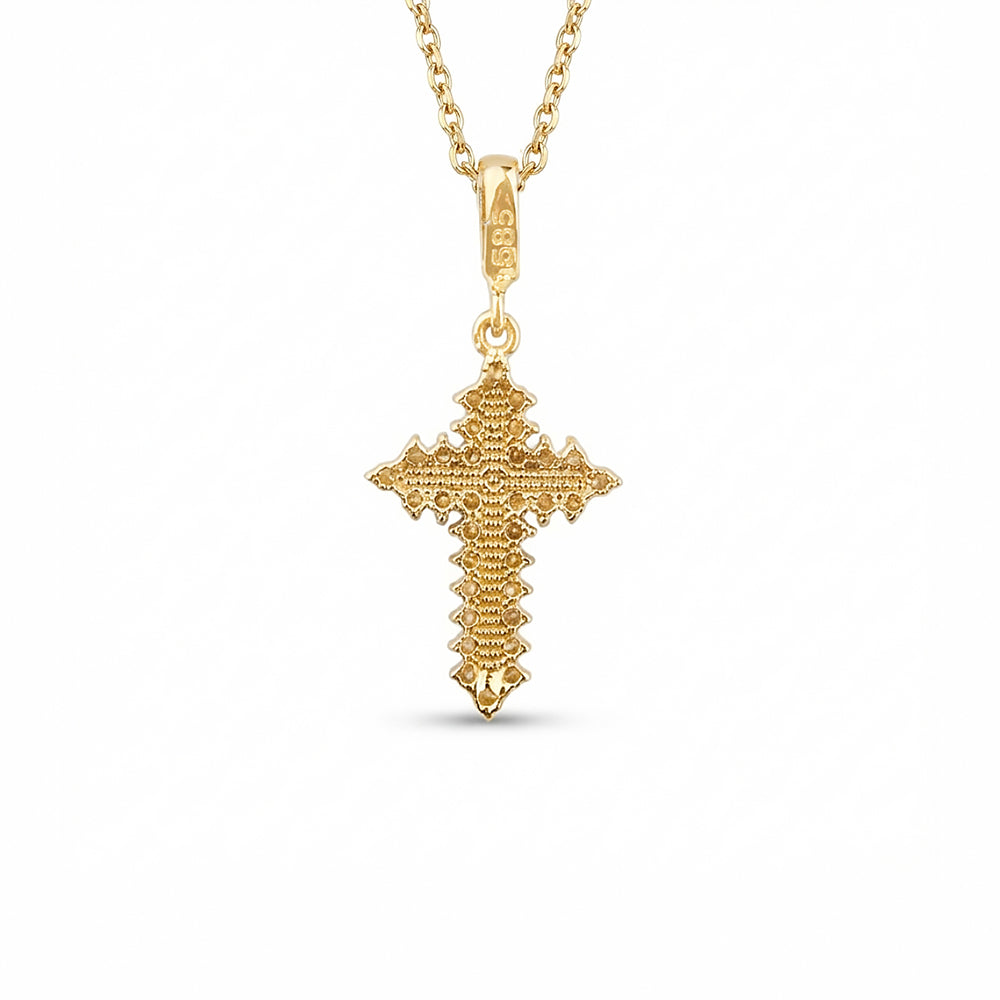 14K Gold Religious Cross Necklace