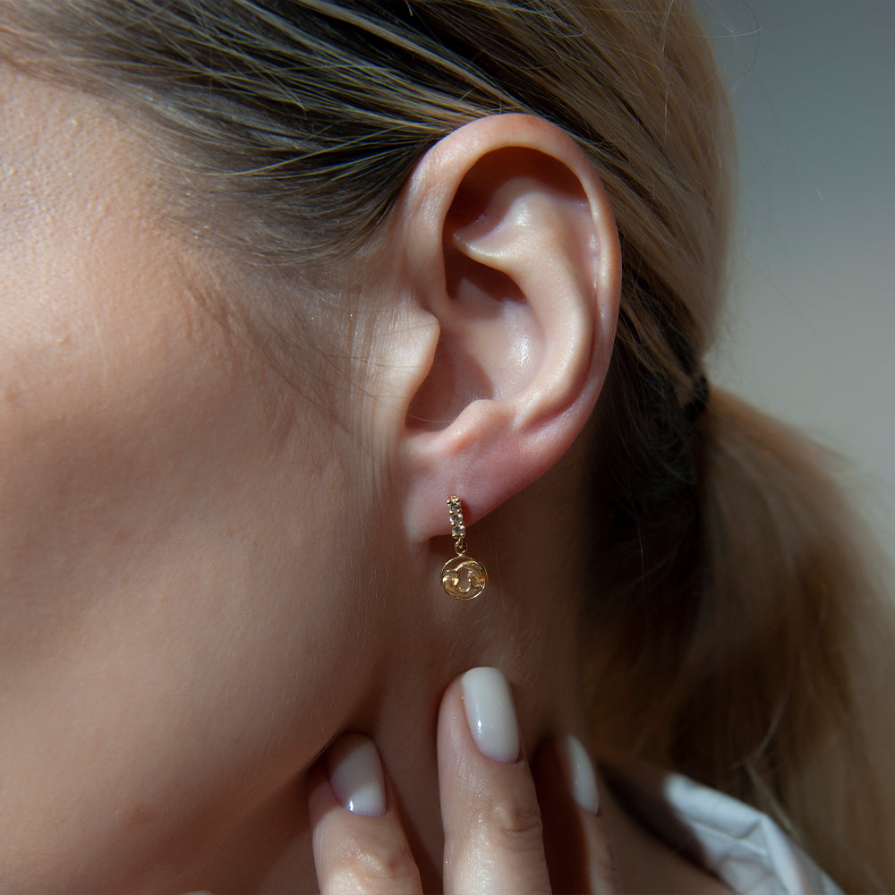 14K Gold Diamond Pisces Earrings