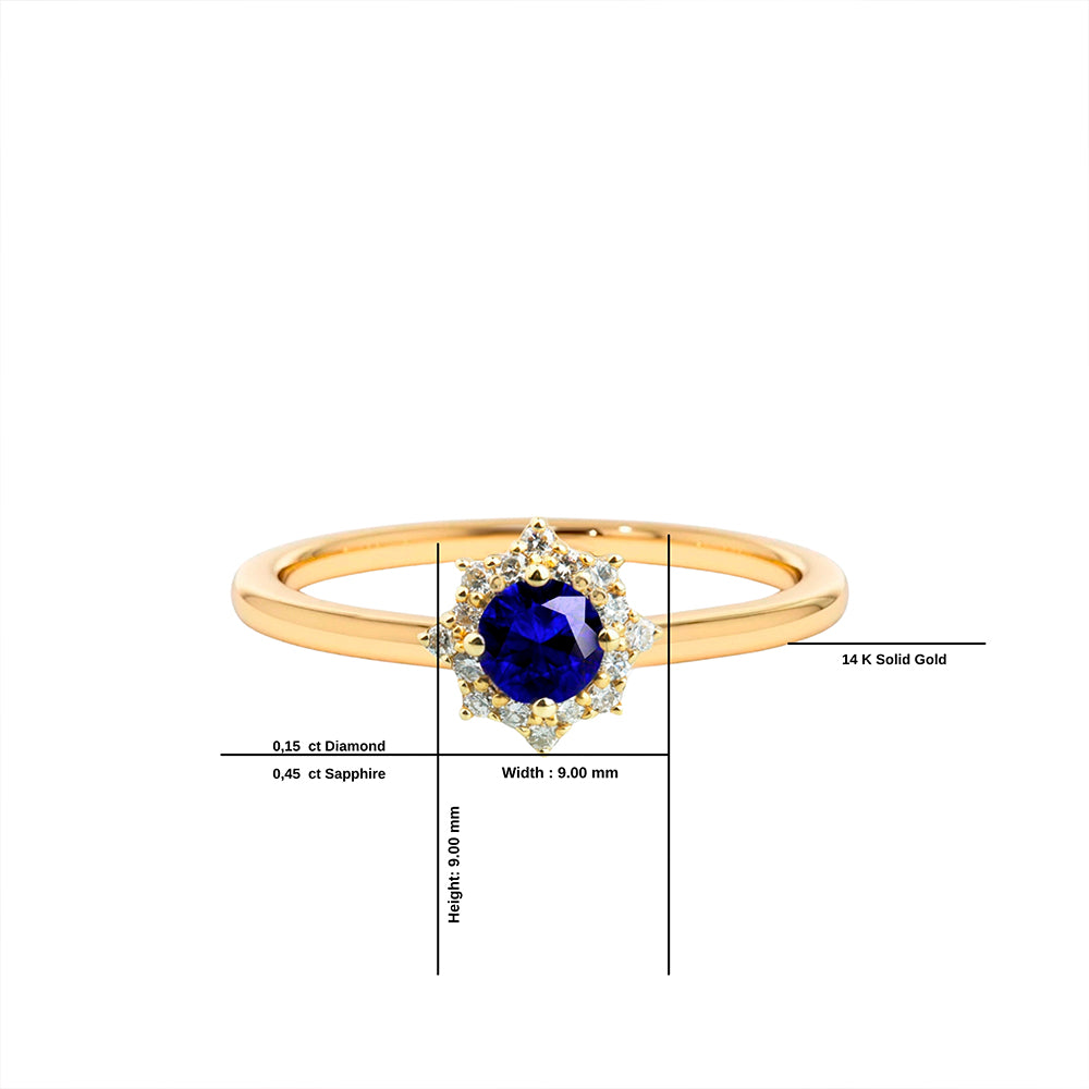 0.60 Carat 14K Solid Gold Diamond Sapphire Promise Ring
