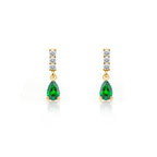 14K Gold Emerald Drop Earrings