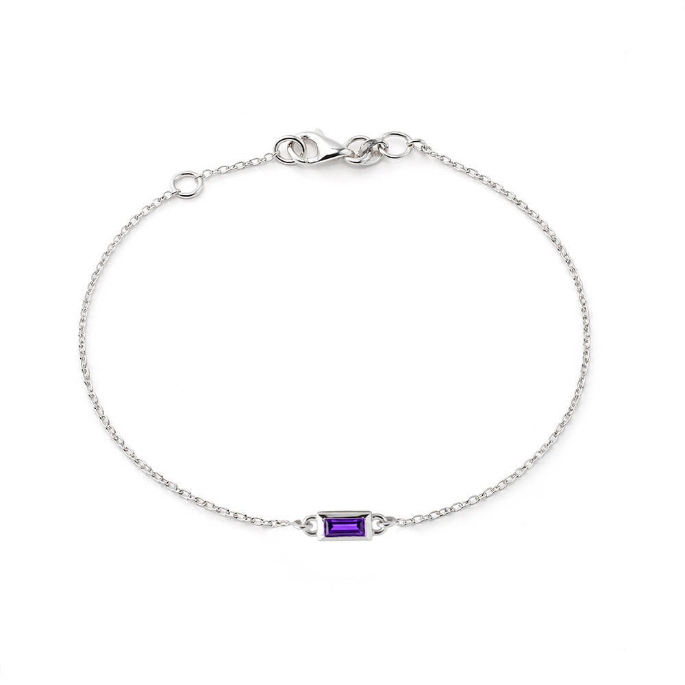 14K Gold Baguette Amethyst Bracelet