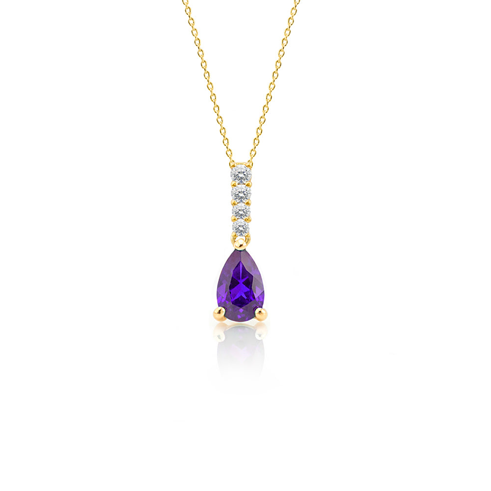 Pear Cut Amethyst Necklace, February Birthstone Necklace