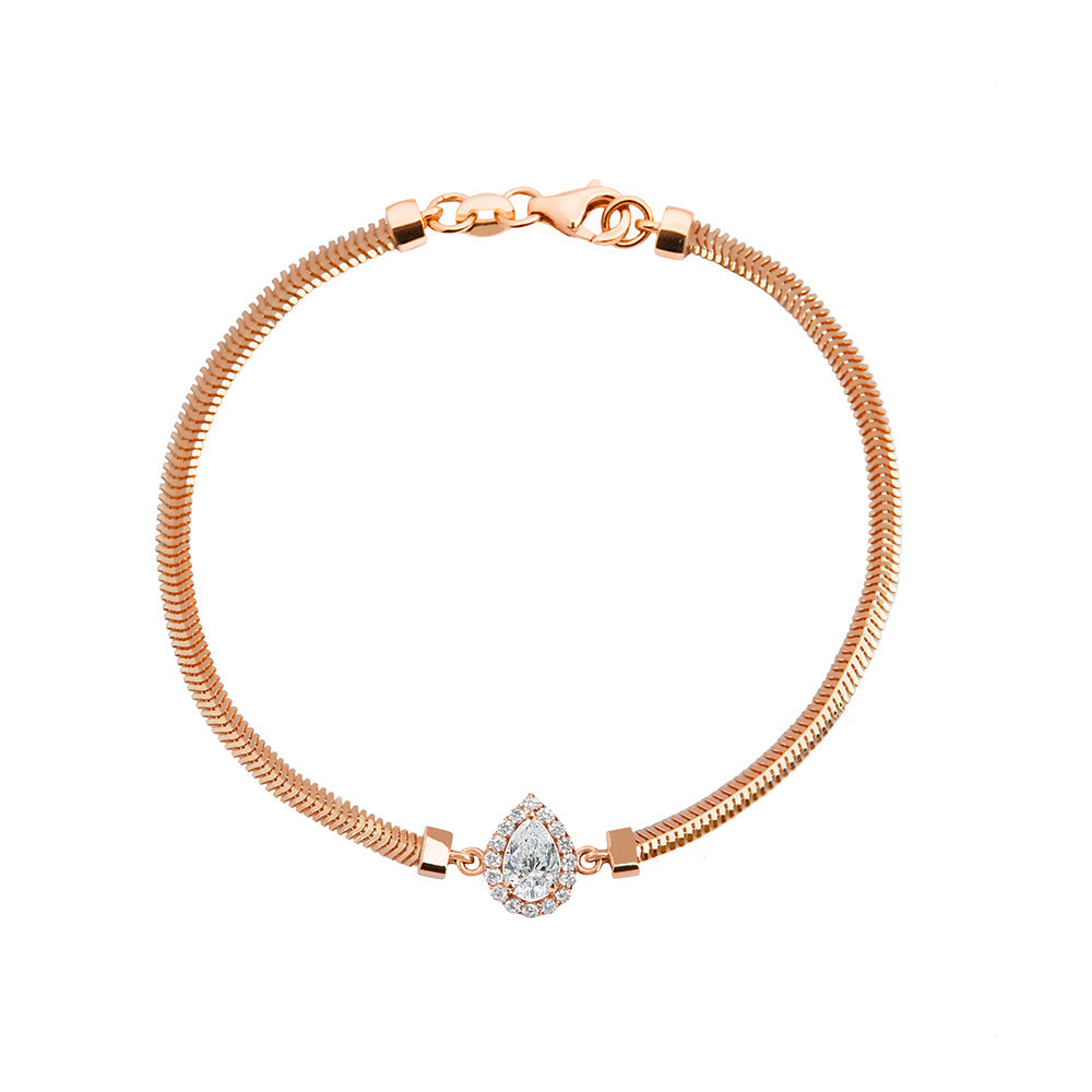 14K Gold Natural White Sapphire Bracelet / Pear Wedding Bracelet
