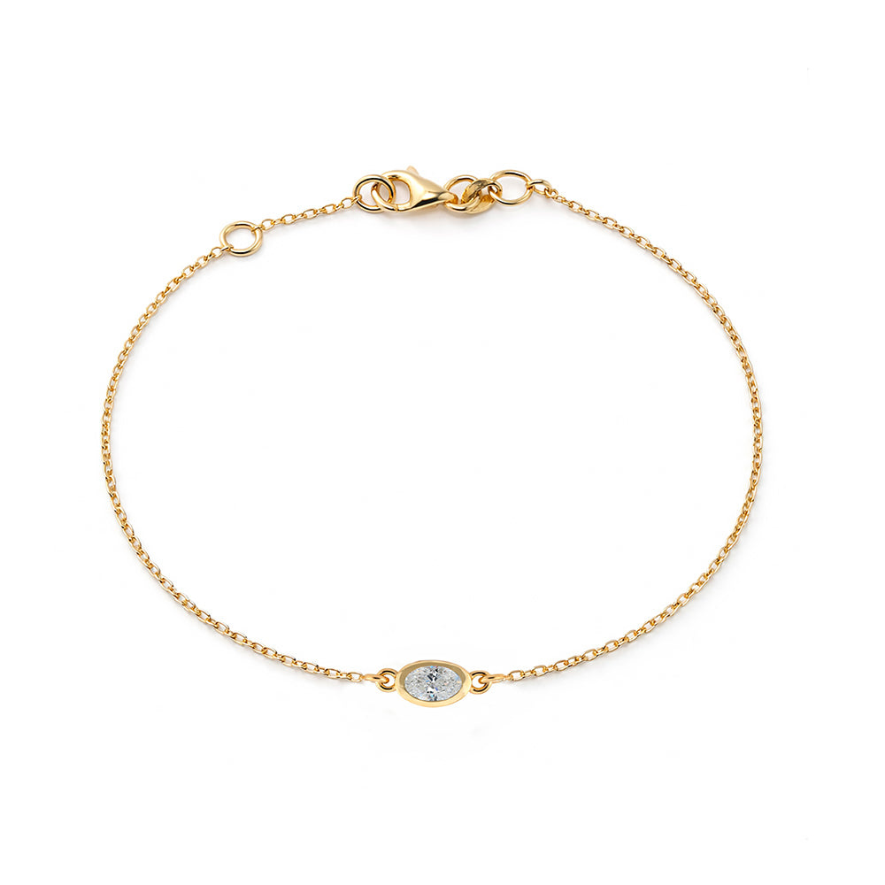14K Gold Oval White Sapphire Bracelet