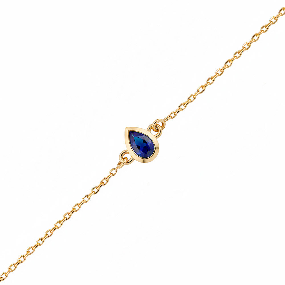 14K Gold Pear Sapphire Bracelet