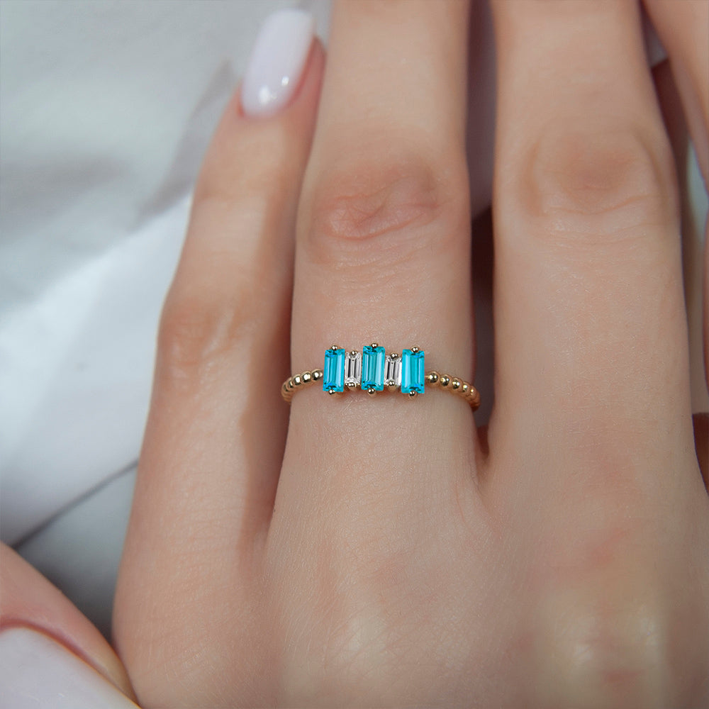 14K Gold Art Deco Aquamarine Ring