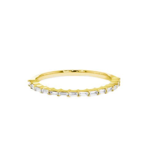 14K Gold Thin Baguette Diamond Band