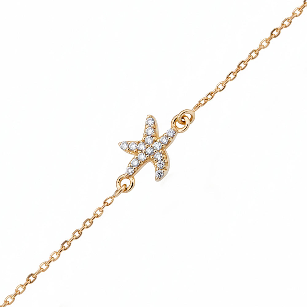 14K Gold Starfish Bracelet / Beach Jewelry