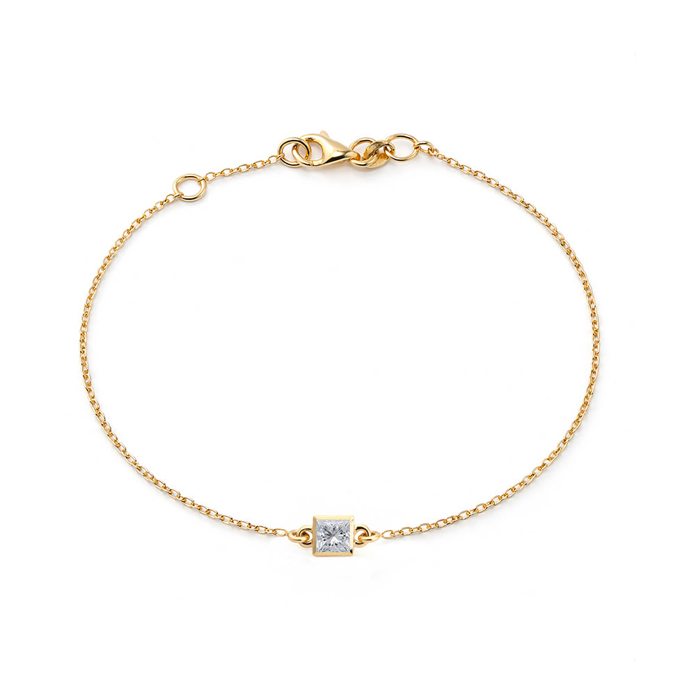 Square White Sapphire Bracelet, Anniversary Gift