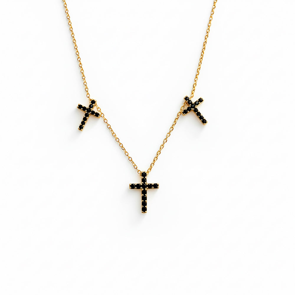 Modern Triple Cross Necklace / Gothic Cross Pendant