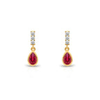 14K Gold Ruby Teardrop Earrings