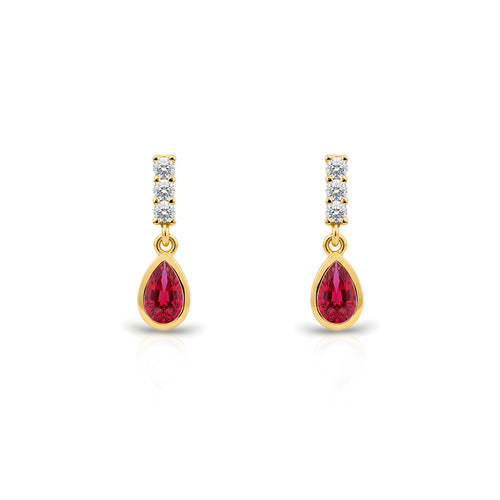 14K Gold Ruby Teardrop Earrings