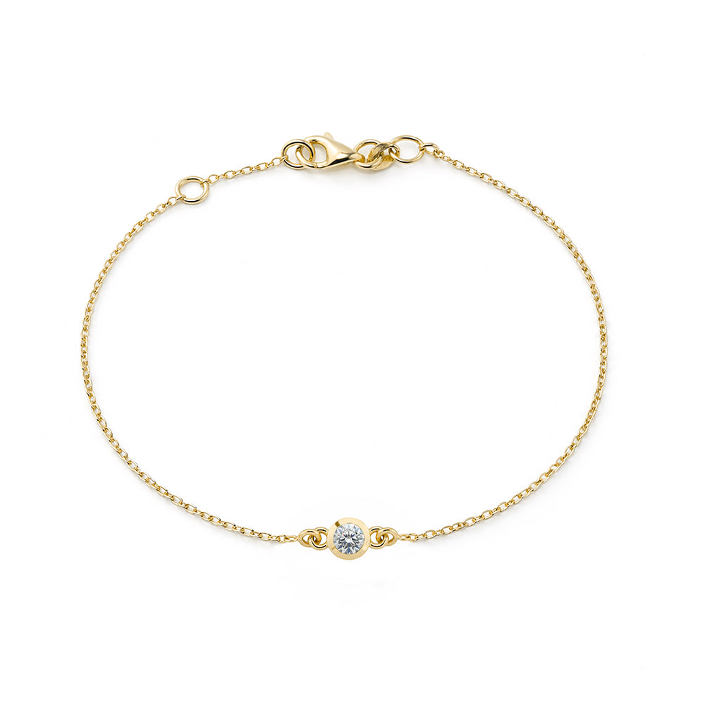 14K Gold Round White Sapphire Bracelet, Wedding Bracelet