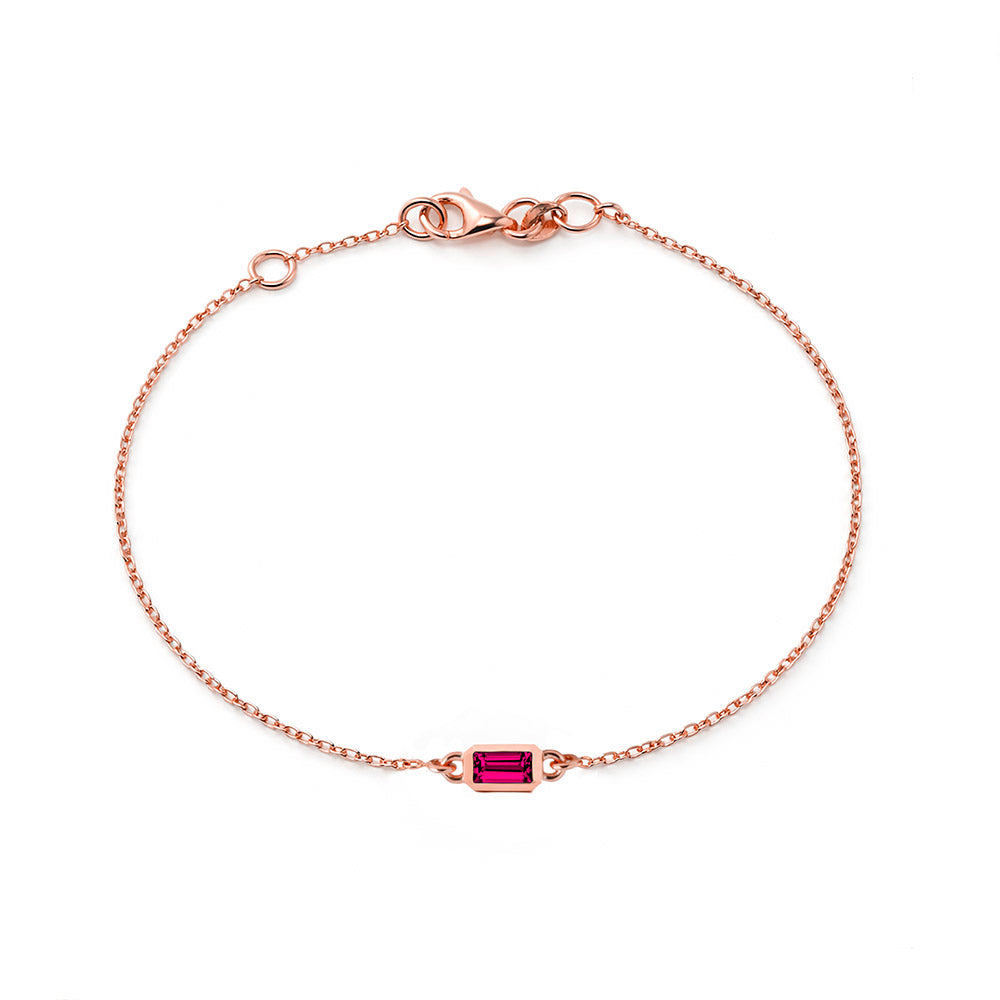 14K Gold Ruby Bracelet, Anniversary Bracelet