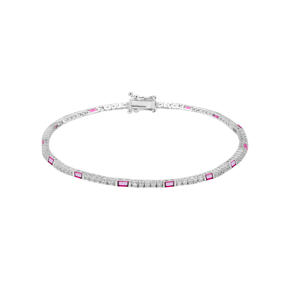 Natural Ruby Diamond Tennis Bracelet