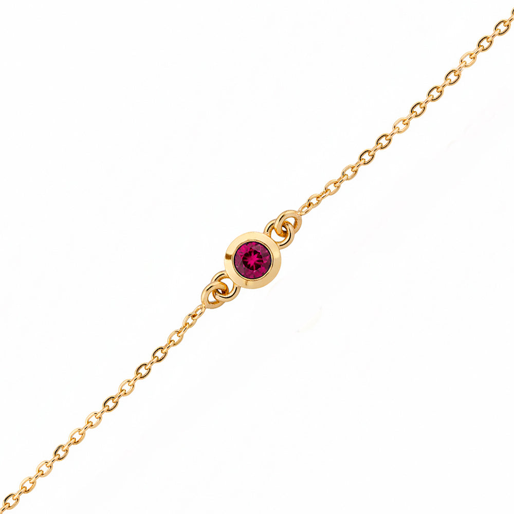 14K Gold Round Ruby Bracelet