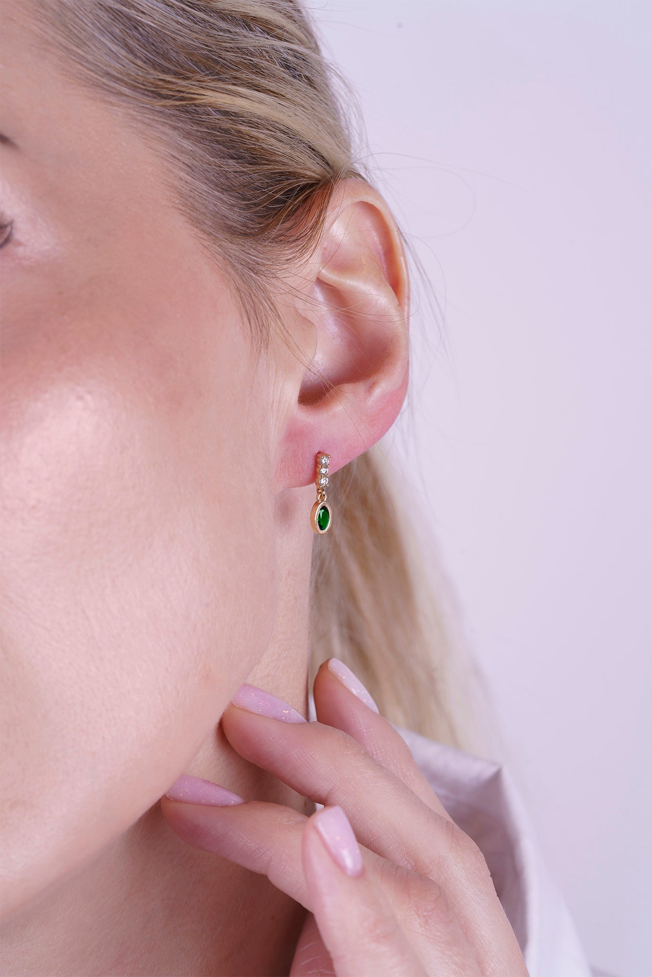 Oval Emerald Earrings