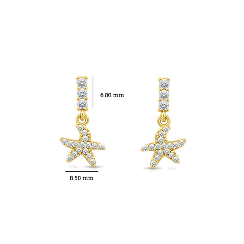 14K Gold Starfish Drop Earrings