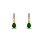 14K Gold Emerald Teardrop Earrings