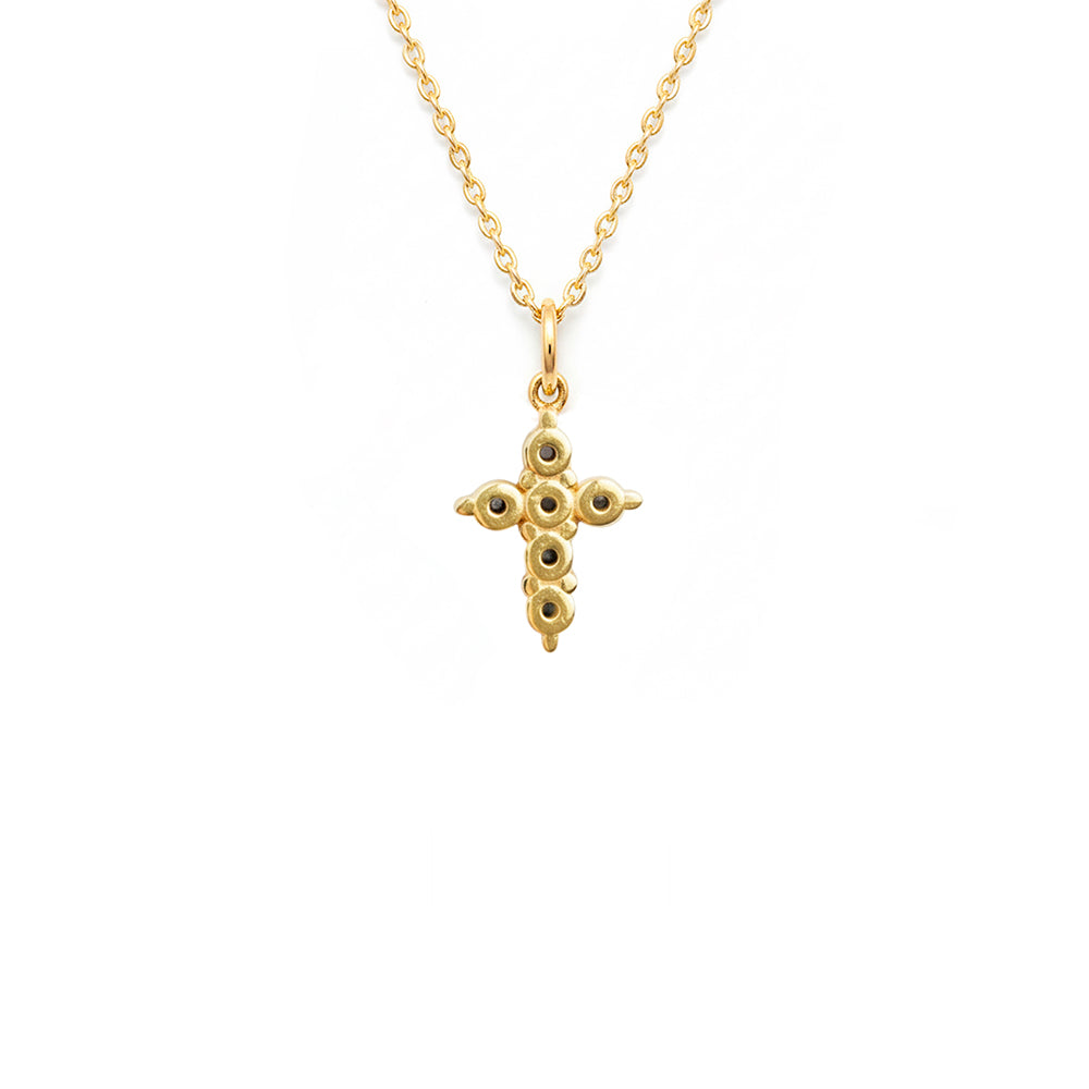 Modern Black Diamond Cross Necklace / Gift for Wife