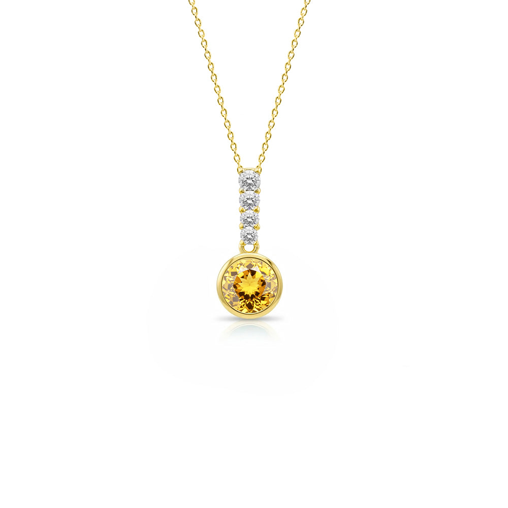 14K Gold Citrine Pendant Necklace