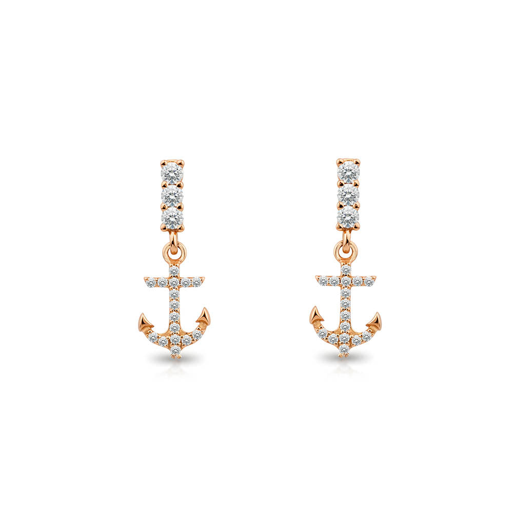 14K Gold Anchor Drop Earrings