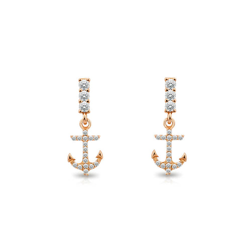 14K Gold Anchor Drop Earrings