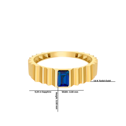 14K Gold Sapphire Step Edge Ring