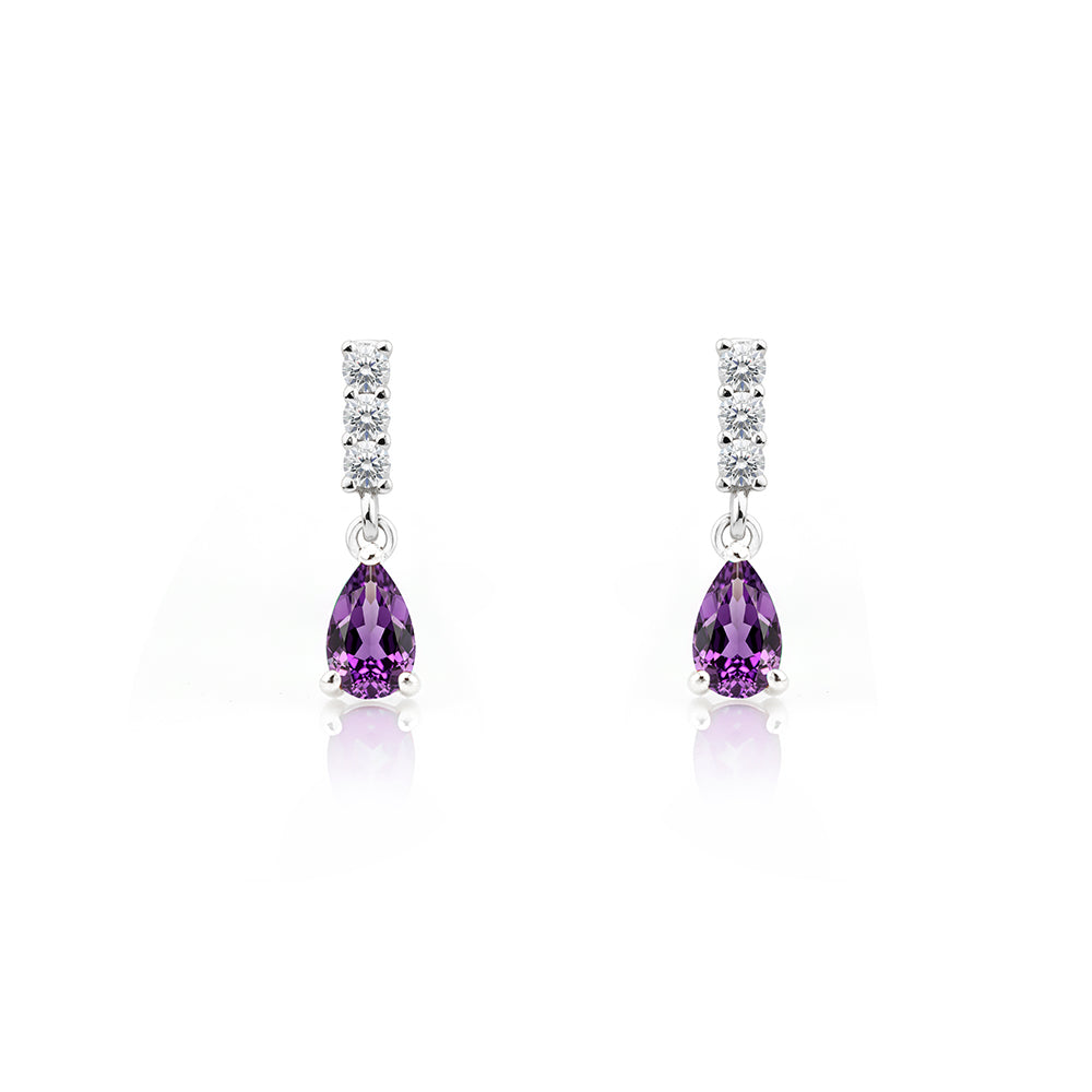 14K Gold Amethyst Drop Earrings