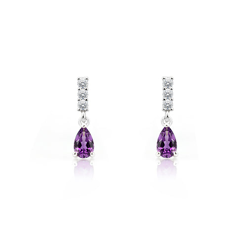 14K Gold Amethyst Drop Earrings