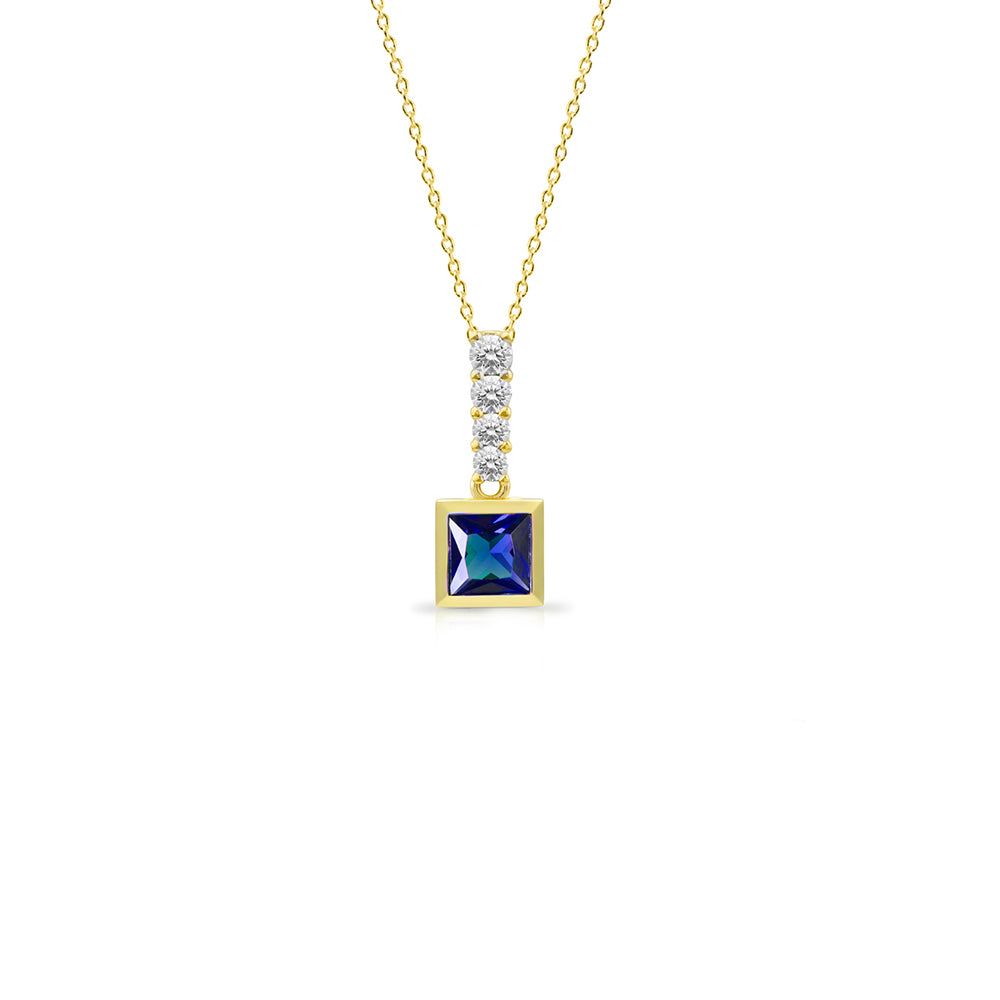 14K Gold Diamond Sapphire Necklace