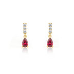14K Gold Ruby Drop Earrings