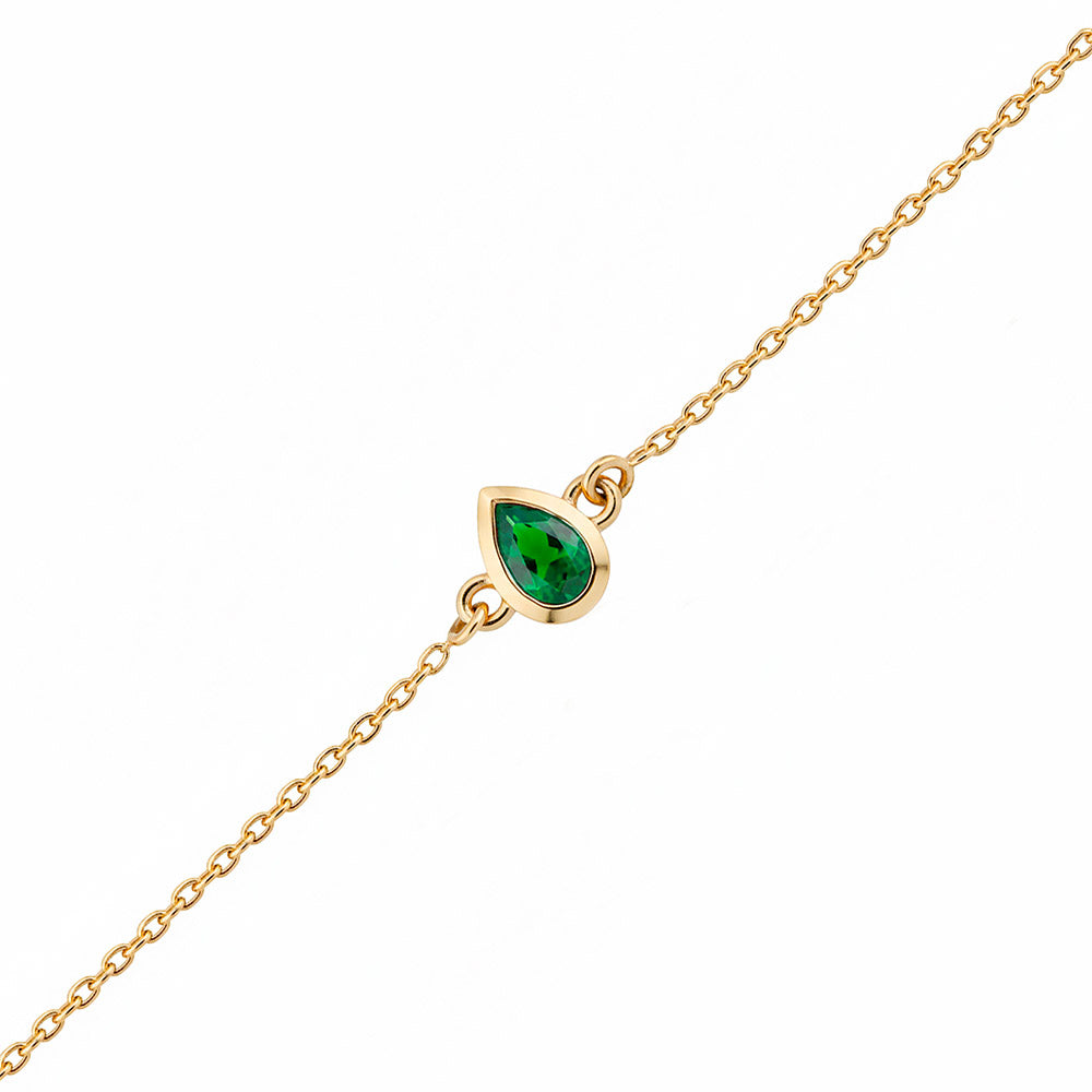 14K Gold Emerald Bracelet, Birthday Gift