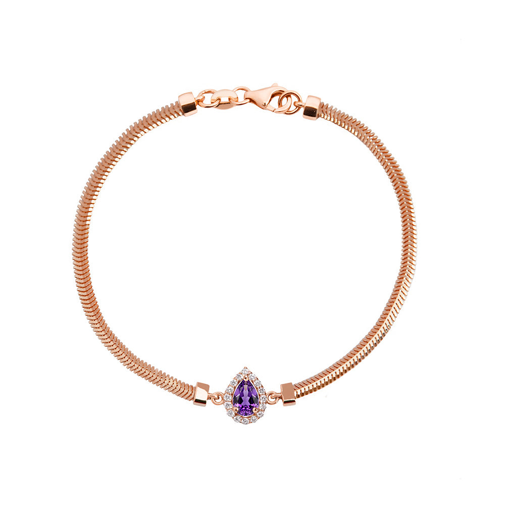 14K Solid Gold Amethyst Bracelet / Diamond Bracelet