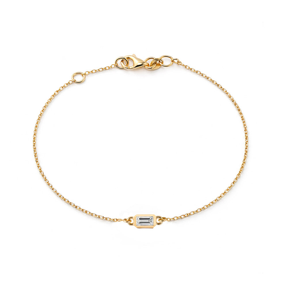 Baguette White Sapphire Chain Bracelet