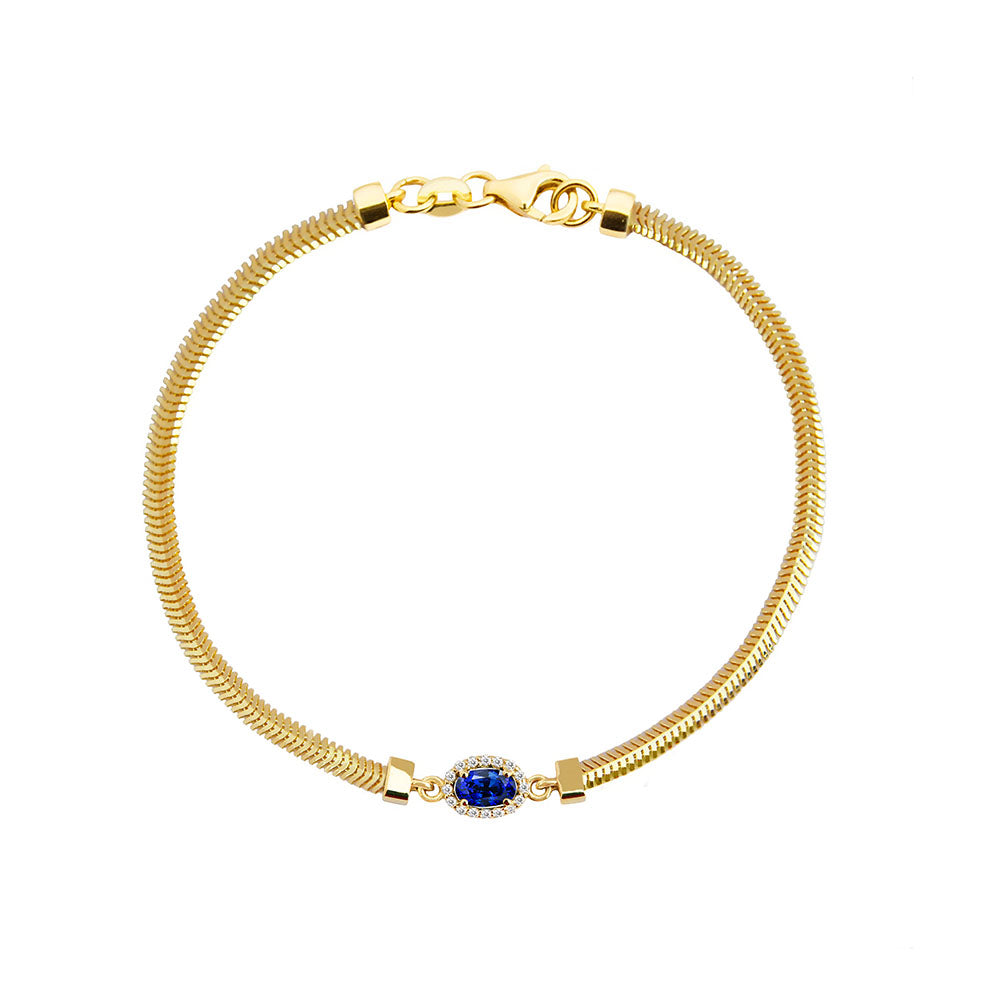 14K Gold Oval Sapphire Diamond Bracelet