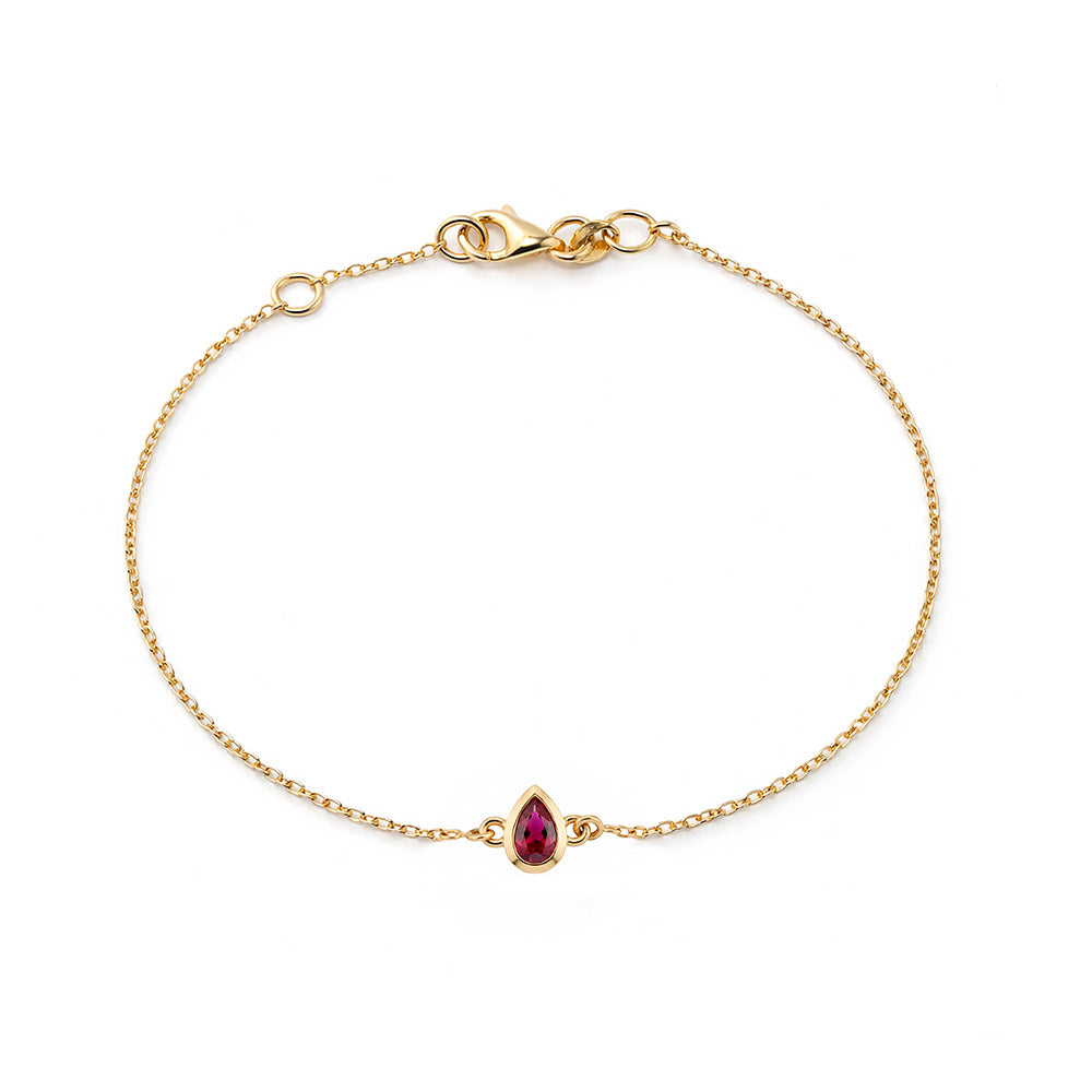 Bezel Set Ruby Bracelet, Anniversary Necklace