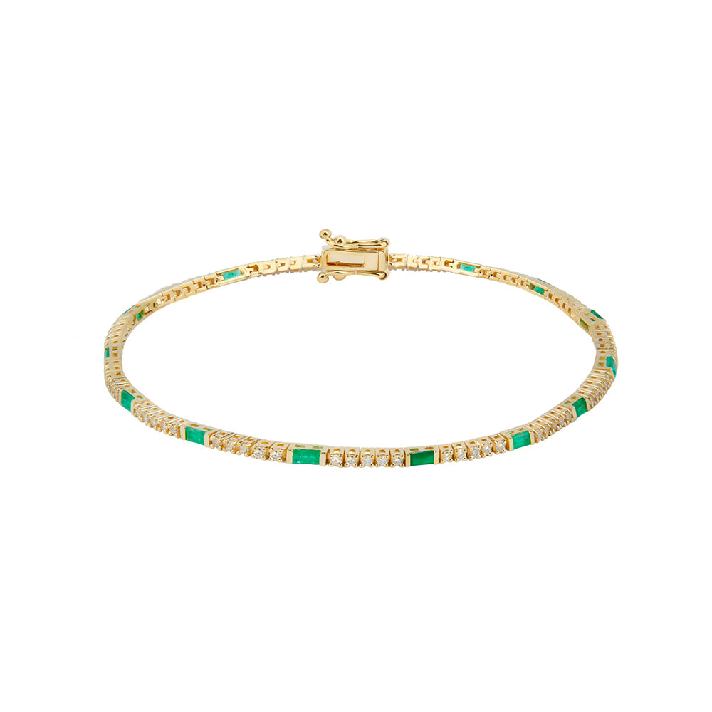 Natural Emerald Diamond Tennis Bracelet / Anniversary Gift