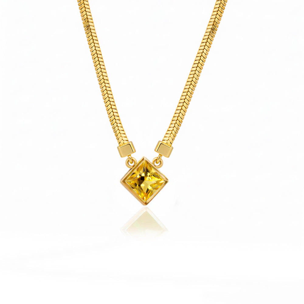 14K Gold Minimalist Citrine Necklace