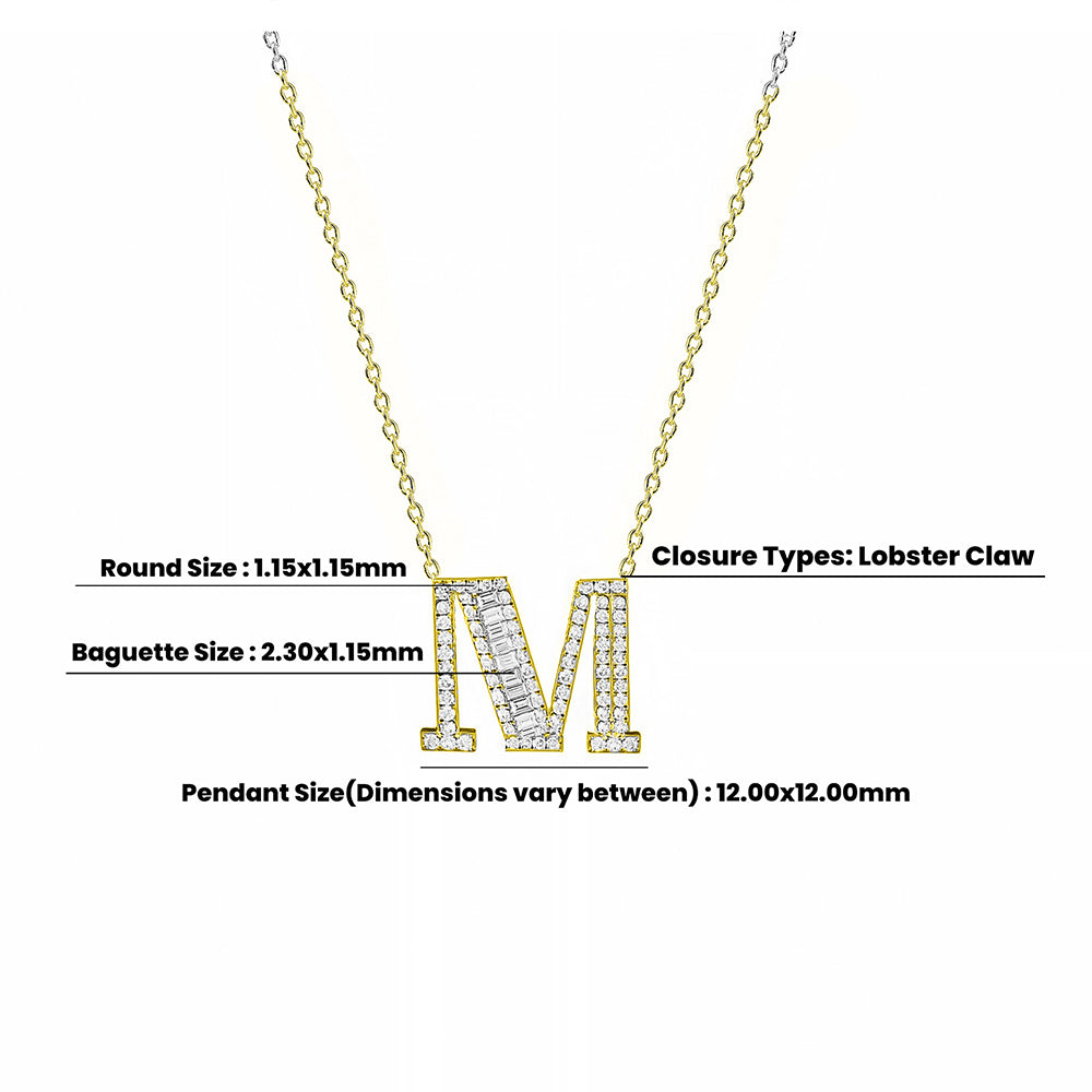 14K Gold Diamond Initial M Necklace