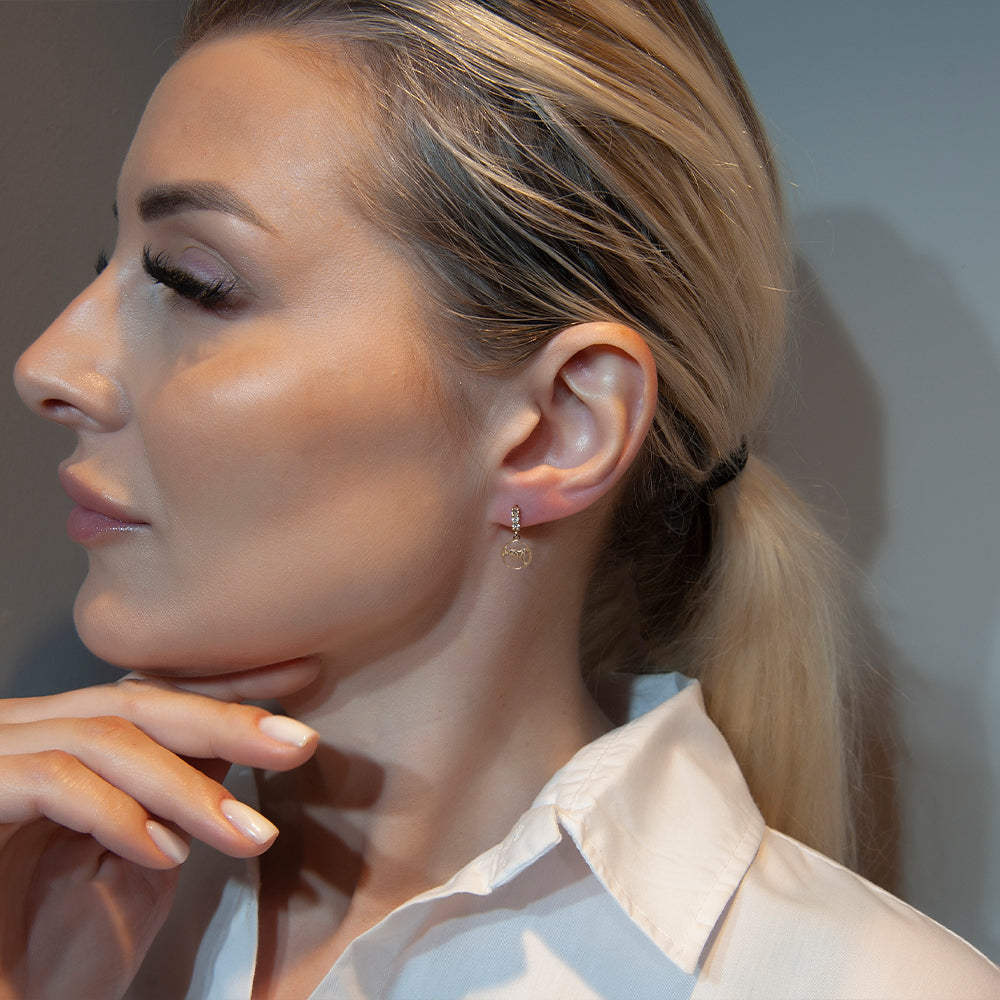 14K Gold Diamond Leo Earrings