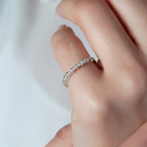 14K Gold Milgrain Diamond Band