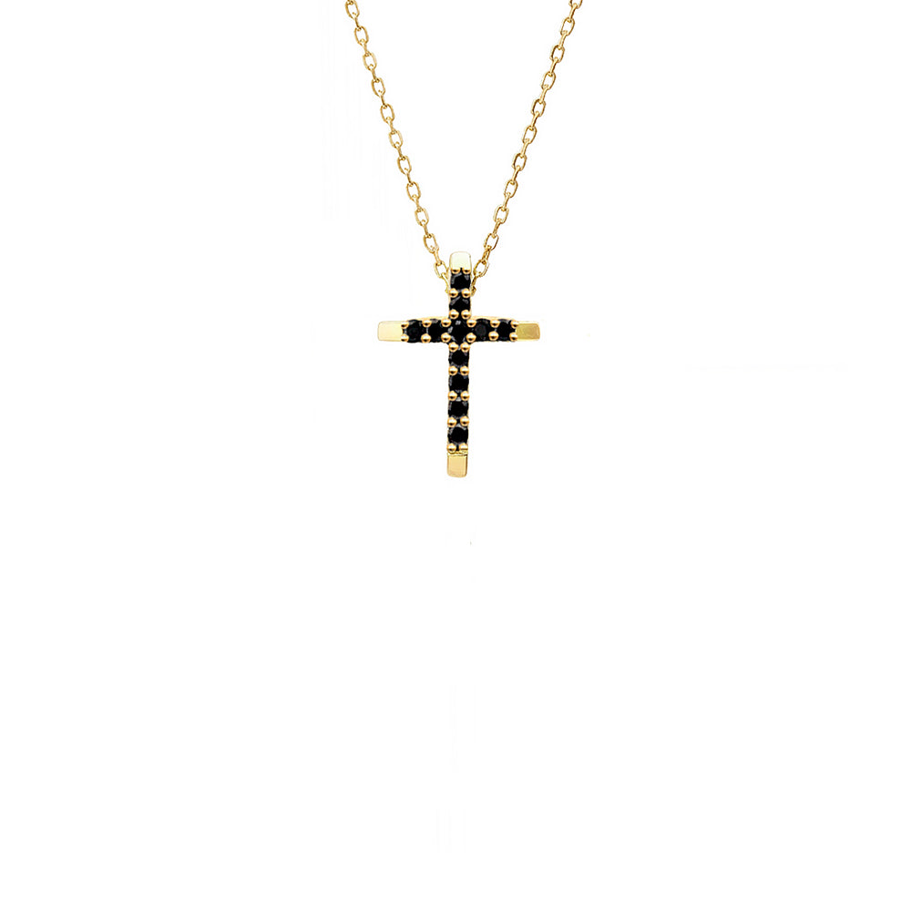 Black Diamond Cross Pendant Necklace / Handmade Religious Jewelry