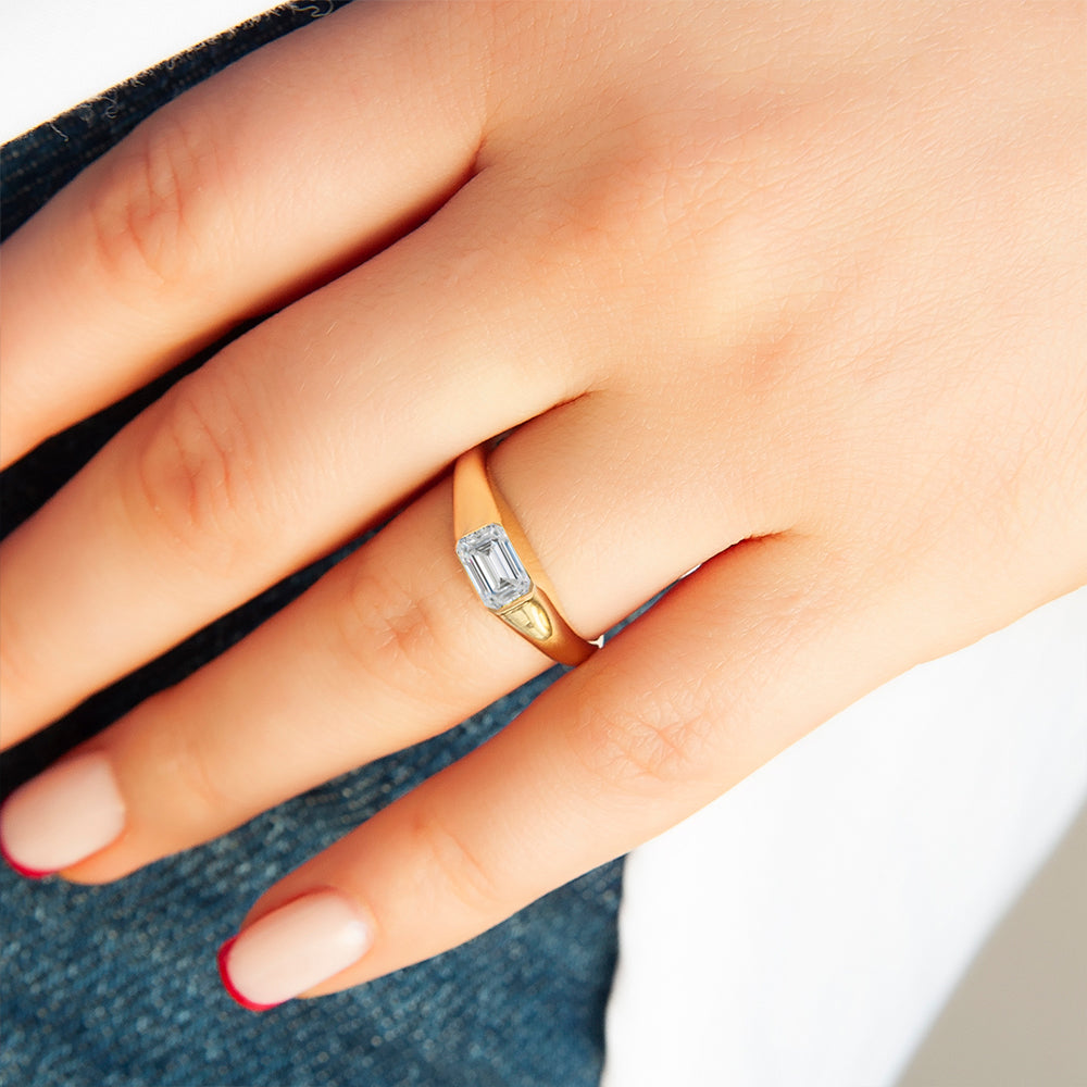 14K Gold Chunky White Sapphire Ring