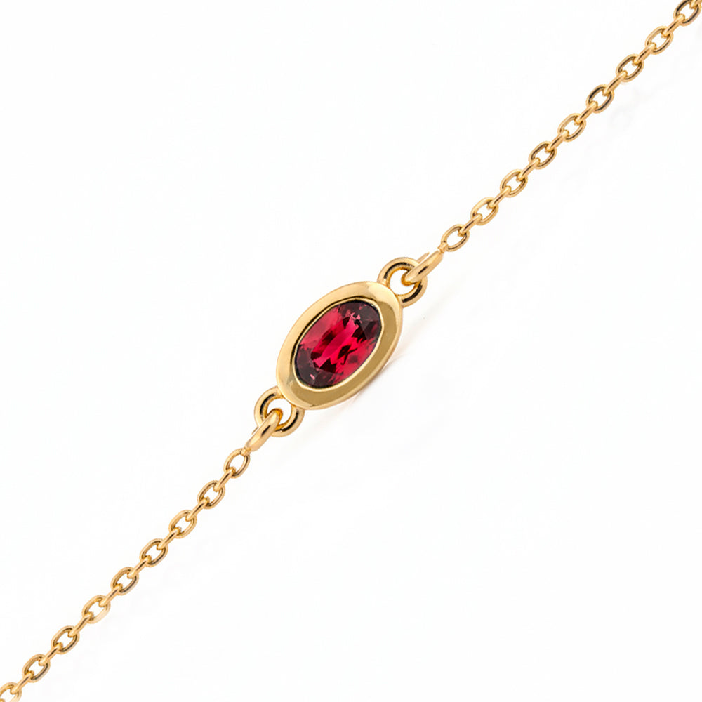 14K Gold Natural Oval Ruby Bracelet