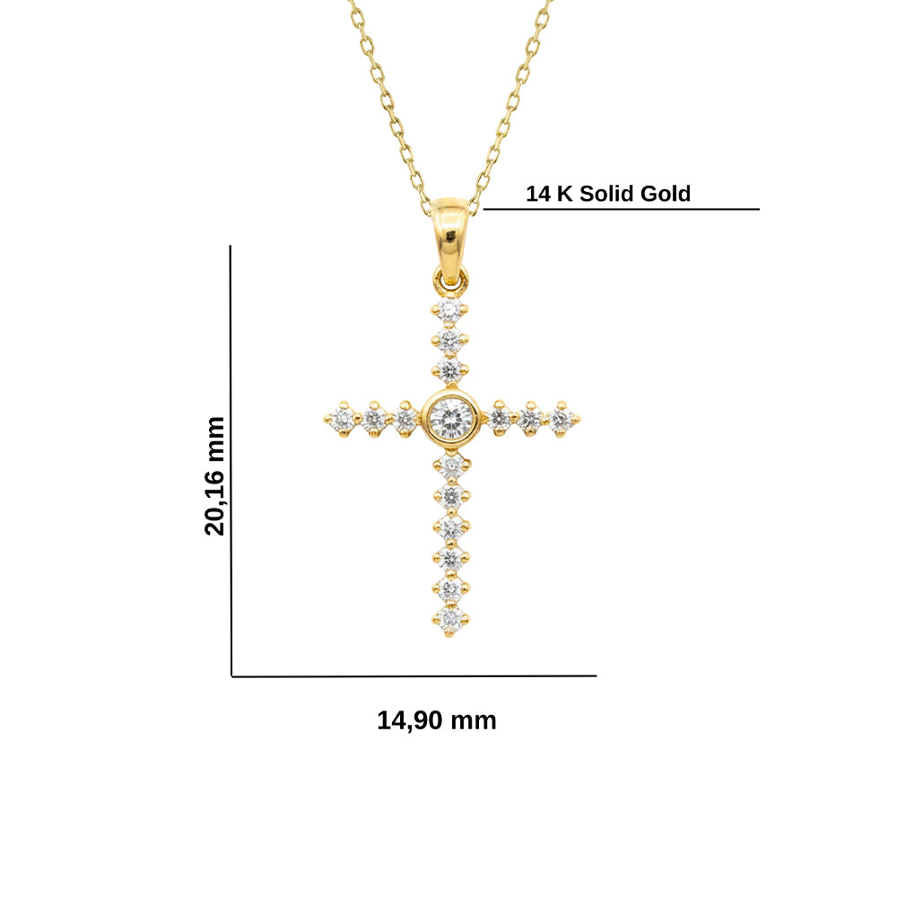 14K Gold Diamond Necklace / Christian Anniversary Gift for Her